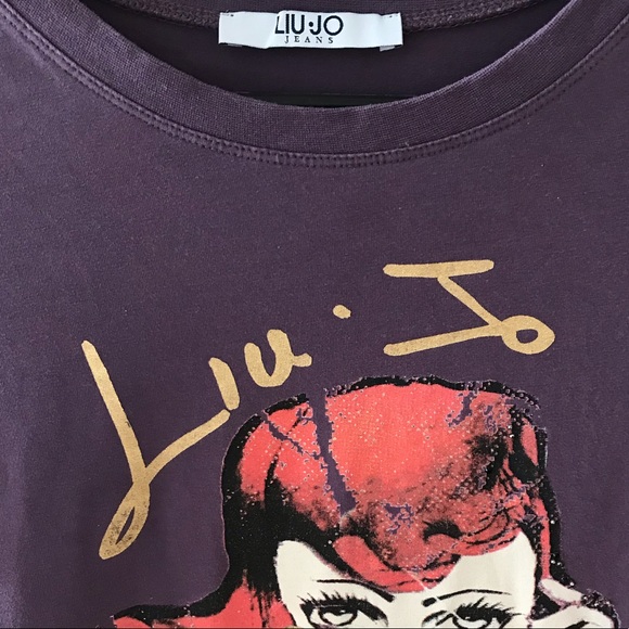 Liu JO purple stretch cotton Tee sz S - Picture 2 of 6
